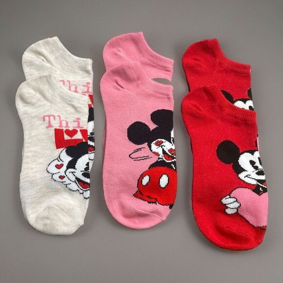 Disney Accessories - New ✨ WOT- Disney Mickey and Minnie Valentine Socks Set Of 3 Pair
